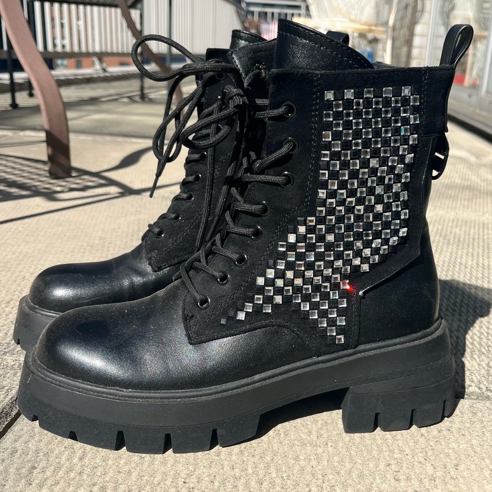 Black Studded Combat Boots